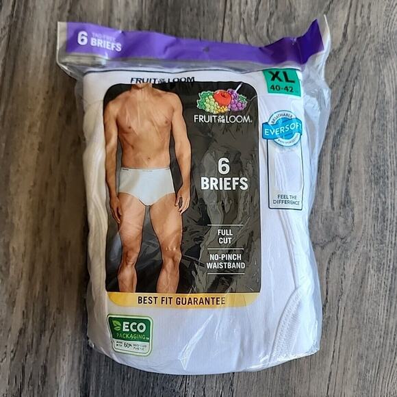 Men's Fruit of the Loom Full Cut Briefs Tag Free 6 Pack XL 40-42 in NIP New - Picture 1 of 2